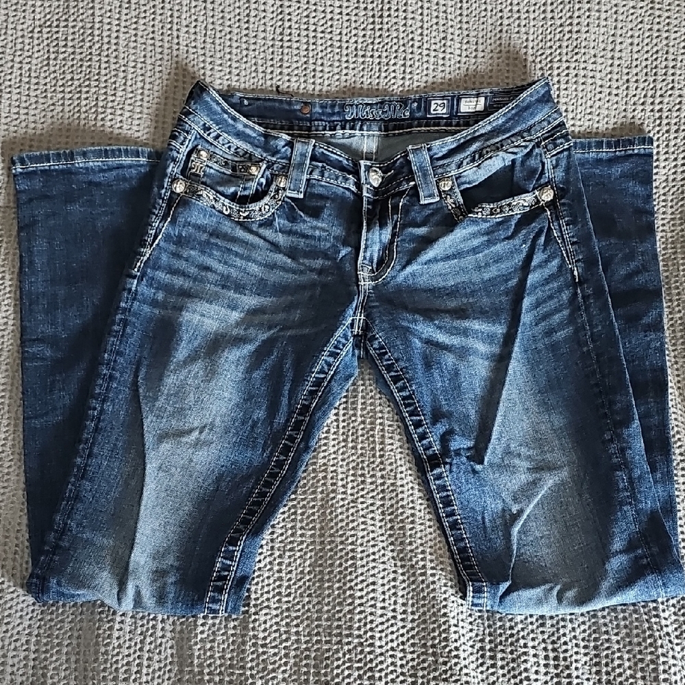 Miss Me Embellished Blue Boot Cut Jeans - Picture 3 of 10
